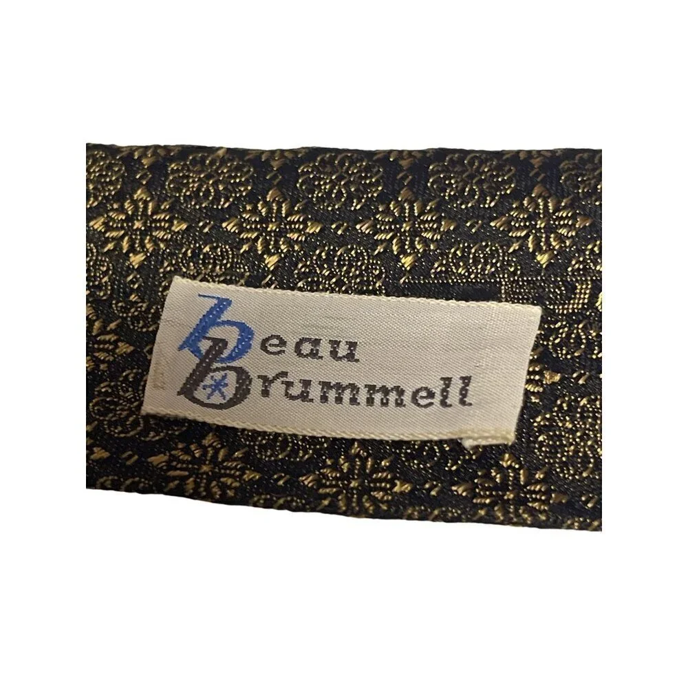 Beau Brummell Men's Black Gold Geometric Neck Tie 2.5